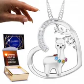 Naszyjniki - Naszyjnik Srebrny 925 Serce z Lama Alpaka bff Serduszko z Cyrkoniami NADRUK - miniaturka - grafika 1