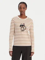 Bluzki damskie - KARL LAGERFELD Bluzka A1W17137 Beżowy Regular Fit - miniaturka - grafika 1
