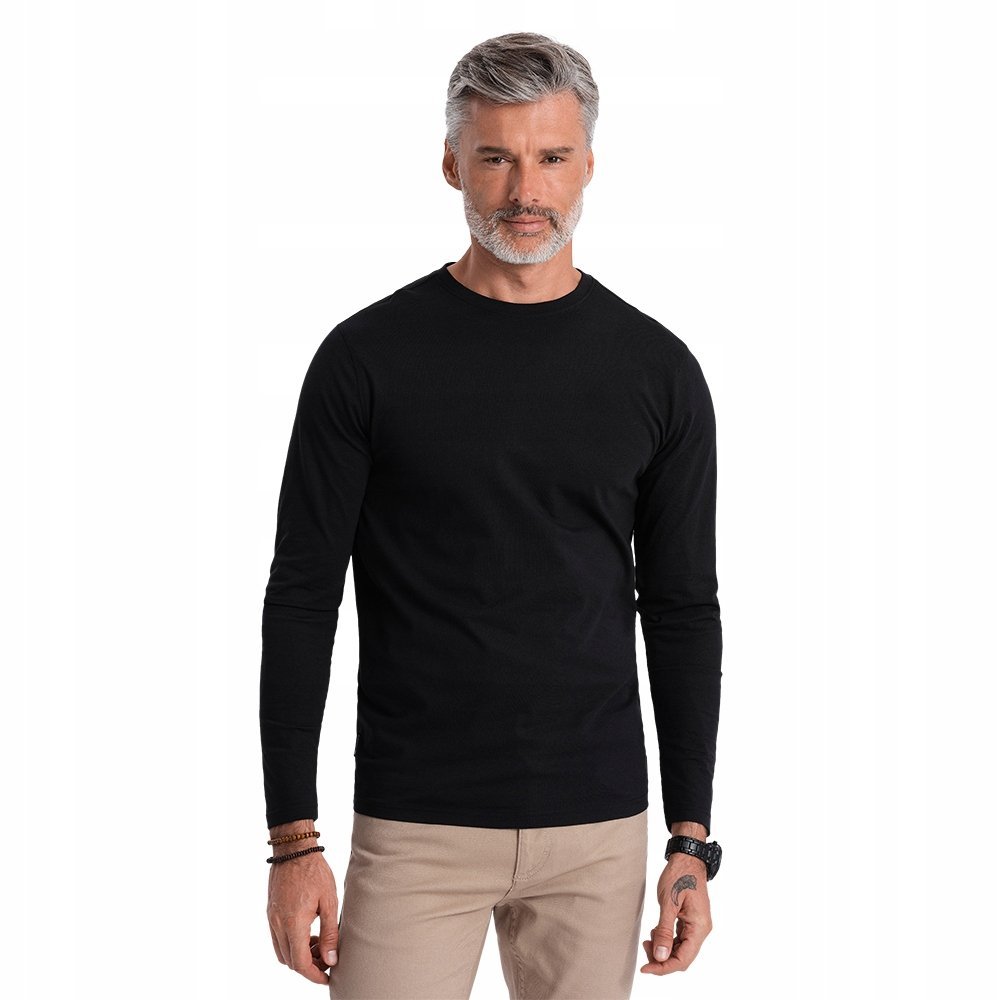 Longsleeve męski czarny basic 100% bawełna wygodny OM-LSBL-0106 V1 roz. XXL
