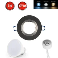 Żarówki LED - Reflektor wpuszczany GU10 szklana rama wpuszczana światło wpuszczane Ø75mm otwór w zestawie GU10 5W ciepła biała żarówka LED czarna matowa okrągła - miniaturka - grafika 1