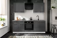 Meble kuchenne - Zestaw mebli kuchennych, 220 cm, grafit, połysk - miniaturka - grafika 1