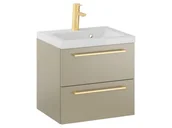 Szafki łazienkowe - Szafka Wisząca Z Umywalką RON 50 cm - Cappuccino Mat - Uchwyty Złote Szczotkowane - miniaturka - grafika 1