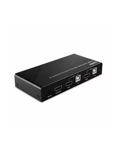 Przełącznik KVM LINDY 2-portowy HDMI 4K60, USB 2.0 & Audio Black - Przełączniki KVM - miniaturka - grafika 1