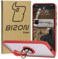 Etui i futerały do telefonów - Bizon Etui z uchwytem na palec Case Hybrid Ring do Galaxy A56 5G, przydymione z czerwoną ramką - miniaturka - grafika 1