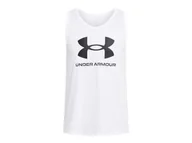 Koszulki sportowe męskie - Under Armour UA Sportstyle Logo Tank, biały/czarny, MD - miniaturka - grafika 1
