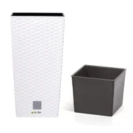 Donice - Doniczka wysoka wkład rattan 17x17x32,4 cm biały - miniaturka - grafika 1