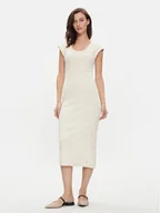 Sukienki - Tommy Hilfiger Sukienka letnia WW0WW41273 Beżowy Slim Fit - miniaturka - grafika 1