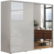 Szafy - Szafa Przesuwna 230 z Lustrem A11 Skąpski Meble Czekolada, Biały Mat, 215 Cm, Czarny - miniaturka - grafika 1