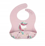 Śliniaki i fartuszki - SASSI Śliniak silikonowy z kieszonką jednorożec SASSI - miniaturka - grafika 1