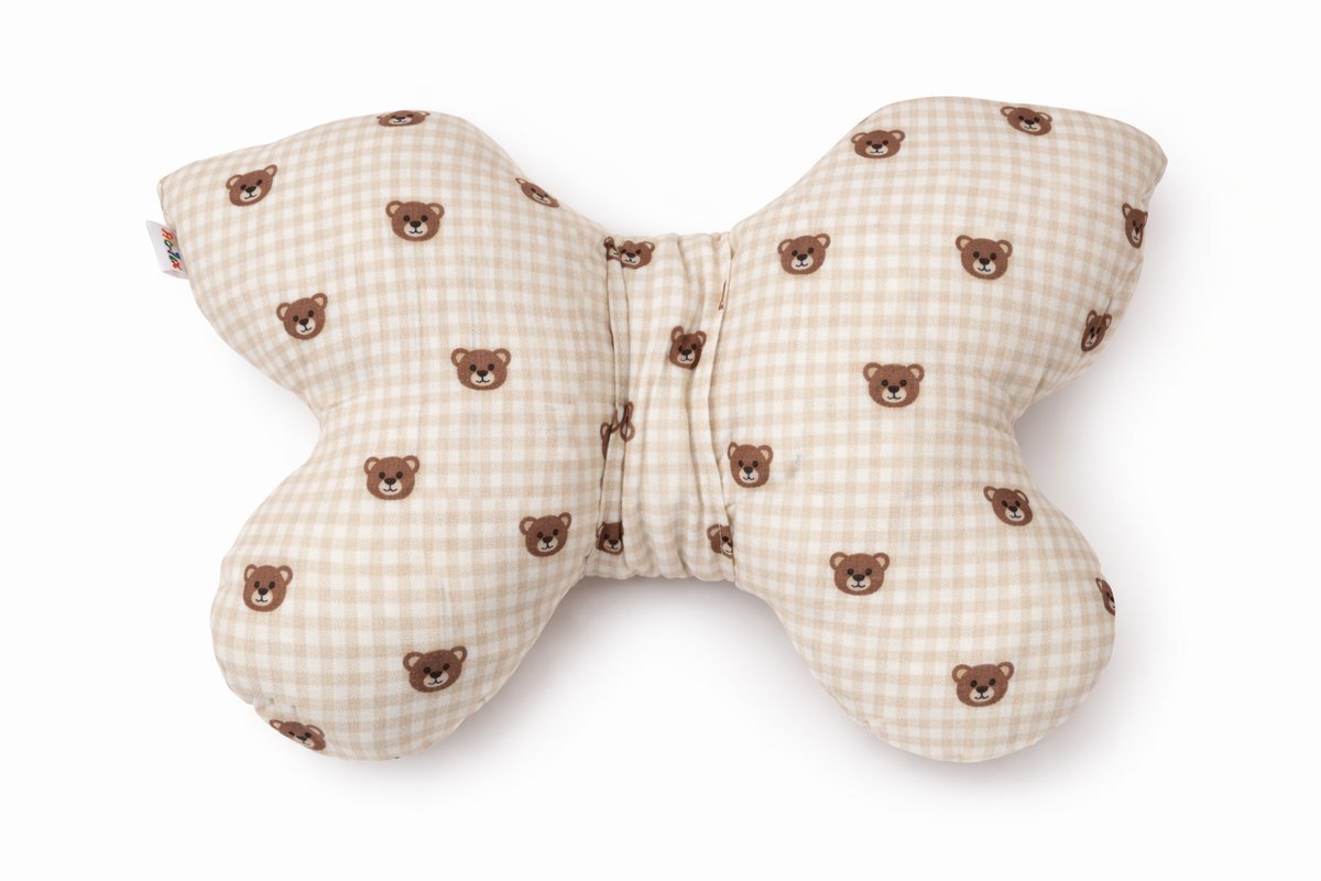 Poduszka niwelująca wstrząsy Motylek muślin miś kratka