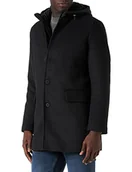 Płaszcze męskie - TOM TAILOR Denim Męskie Płaszcz wełniany z kapturem 1032441, 29999 - Black, S - miniaturka - grafika 1