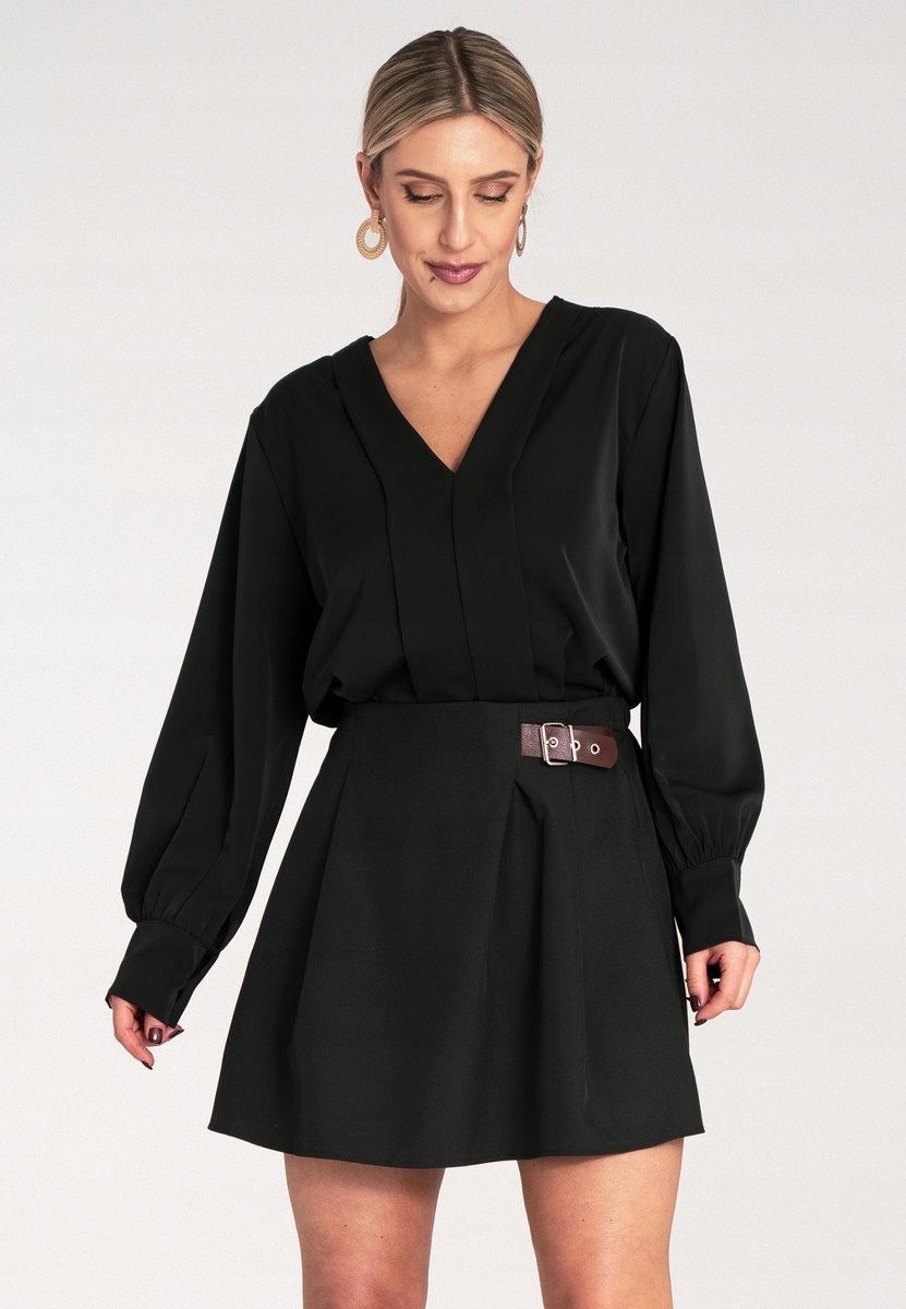 Satynowa koszula damska Elegancka koszula damska Czarna M1135 r. S/M