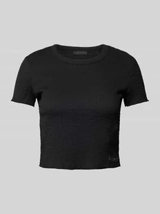 T-shirt krótki w jednolitym kolorze - Koszulki i topy damskie - miniaturka - grafika 1