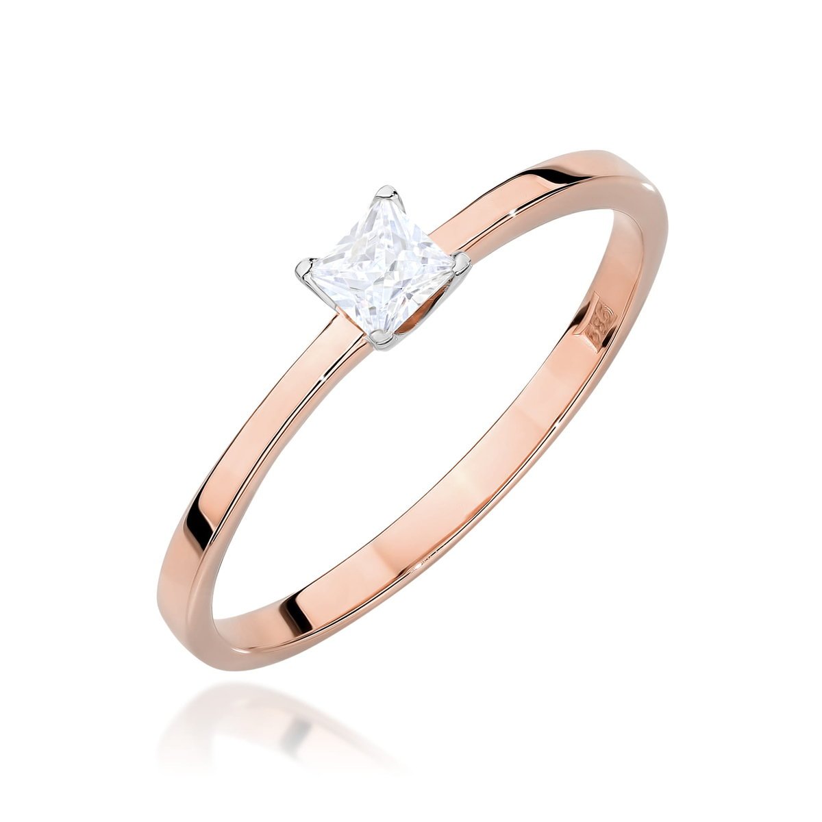 Złoty pierścionek Diament 0,15ct różowe złoto pr. 585