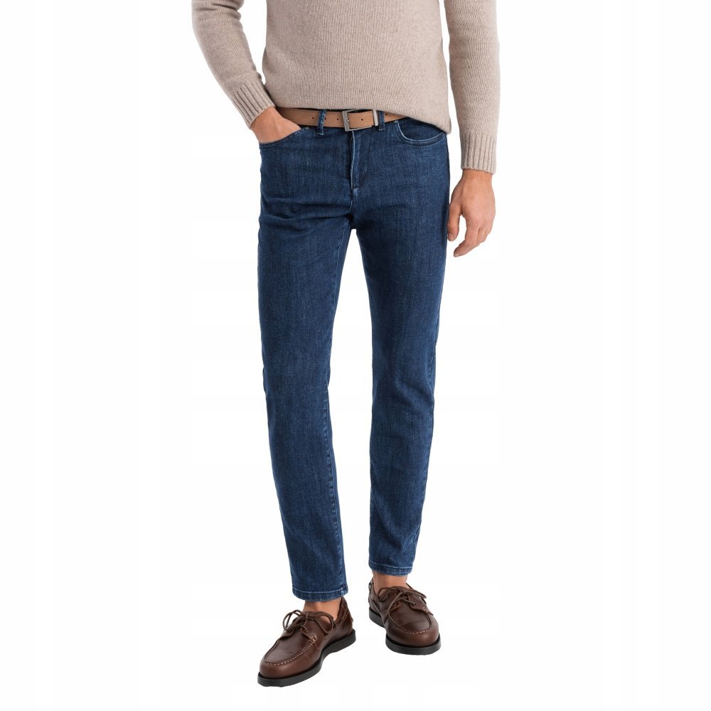 Klasyczne jeansy spodnie męskie ciemnoniebieskie slim OM-PADP-0216 V3 r M