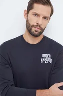 Bluzy męskie - Under Armour bluza męska kolor czarny z nadrukiem - miniaturka - grafika 1