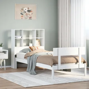 vidaXL Łóżko z regałem, bez materaca, białe, 90x200 cm, sosnowe - Łóżka dla dzieci i młodzieży - miniaturka - grafika 1