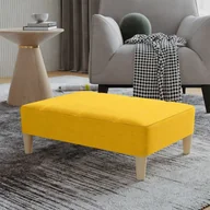 Pufy i podnóżki - shumee shumee Podnóżek żółty 78x56x32 cm tapicerowany tkaniną - miniaturka - grafika 1