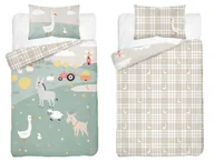 Pościel dla dzieci - Pościel bambusowa dziecięca 100x135 farma i beżowa kratka Baby Bamboo - miniaturka - grafika 1