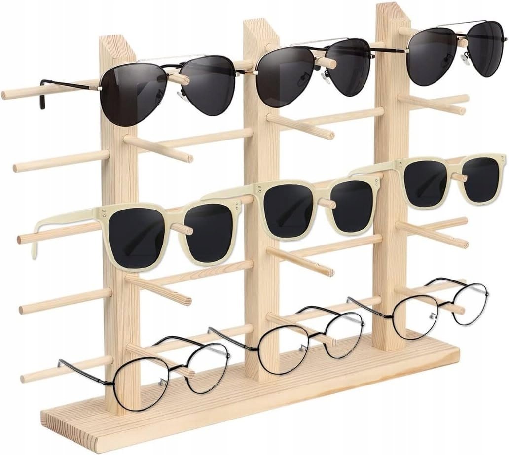 Drewniany uchwyt na okulary, 15 par, drewniany uchwyt, organizer na okulary
