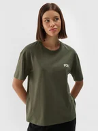 Koszulki sportowe damskie - Damski t-shirt z nadrukiem 4F 4FWAW24TTSHF1648 - zielony - miniaturka - grafika 1