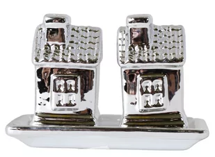 EWAX, Komplet 2 domków na sól i pieprz, srebrne - Figurki dekoracyjne - miniaturka - grafika 1