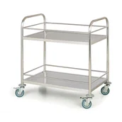 Wózki magazynowe - B2B Partner Nierdzewny wózek półkowy, 2 półki z oramowaniem, 710x410 mm WT-A00701 - miniaturka - grafika 1