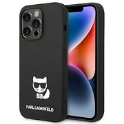 Etui i futerały do telefonów - Karl Lagerfeld Obudowa dla telefonów komórkowych Liquid Silicone Choupette na Apple iPhone 14 Pro KLHCP14LSLCTBK Czarny - miniaturka - grafika 1