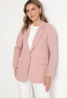 Marynarki i żakiety damskie - Różowa Marynarka Jednorzędowa ze Wzorem Pasków Viviella - miniaturka - grafika 1