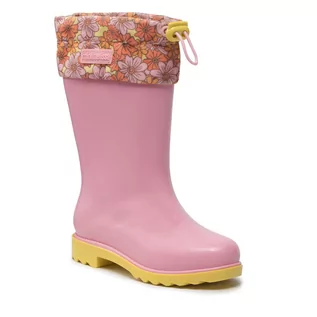 Buty dla dziewczynek - Kalosze Melissa - Mini Melissa Rain Boot III Inf 33616 Pink/Yellow AB198 - grafika 1