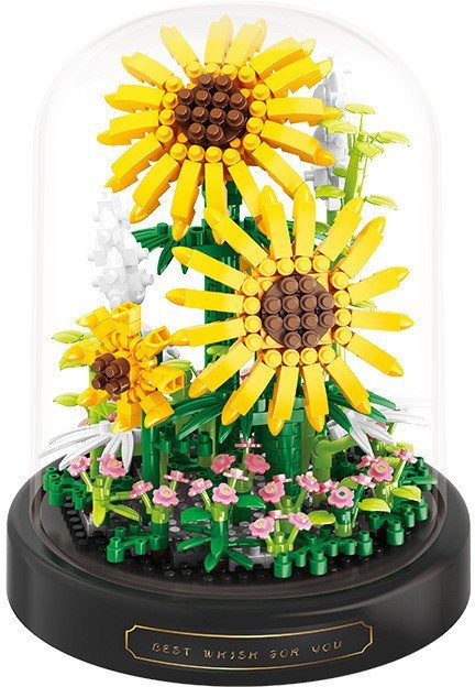 Klocki KWIATKI w SZKLE LAS SŁOIKU MAKROKLIMAT DEKORACJA PREZENT SŁONECZNIKI