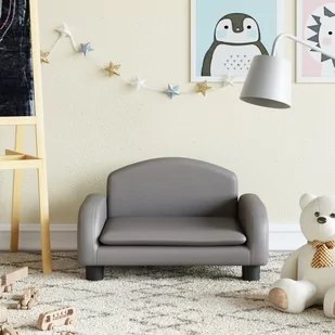 Sofa dla dzieci, szara, 50x40x30 cm, sztuczna skóra Lumarko! - Sofy i kanapy - miniaturka - grafika 1