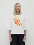 Koszule damskie - Bawełniana bluzka z pomarańczami o luźnym kroju z rękawem 3/4 - miniaturka - grafika 1