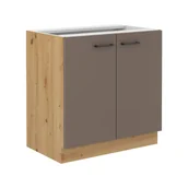 Szafki kuchenne - Szafka Dolna Stojąca 2 Drzwi 80 D 2F Bolonia Stolarz Lempert Truffle Grey, Dąb Artisan - miniaturka - grafika 1
