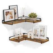 Półki do salonu - Praktyczny zestaw 2 x półka ścienna wisząca narożna na książki ozdoby Loft - miniaturka - grafika 1