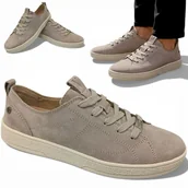 Półbuty damskie - Sneakersy Damskie SKÓRZANE Wygodne Półbuty Beżowe Płaskie Vinceza Modne 41 - miniaturka - grafika 1