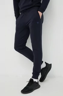 Spodnie męskie - Guess spodnie dresowe męskie kolor granatowy gładkie - grafika 1