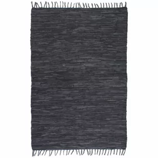 vidaXL Ręcznie tkany dywanik Chindi, skórzany, 190x280 cm, szary Ręcznie tkany dywanik Chindi, skórzany, 190x280 cm, szary - Dywany - miniaturka - grafika 1