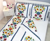 Pościel - Pościel z kory 160x200 Łowicka Biało-Niebieska 222a - miniaturka - grafika 1