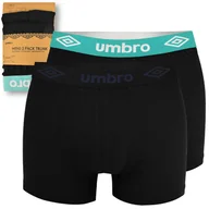 Majtki męskie - UMBRO Bokserki Męskie 2 sztuki Bawełna Czarny Turkus Guma Logo Rozmiar XXL - miniaturka - grafika 1