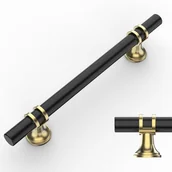 Zawiasy, okucia i inne akcesoria - 10 sztuk czarno-złotych uchwytów do szafek kuchennych 128 mm, stop aluminium, uchwyty meblowe ze śrubami, do szuflad, szafek i kredensów UK0002 - miniaturka - grafika 1