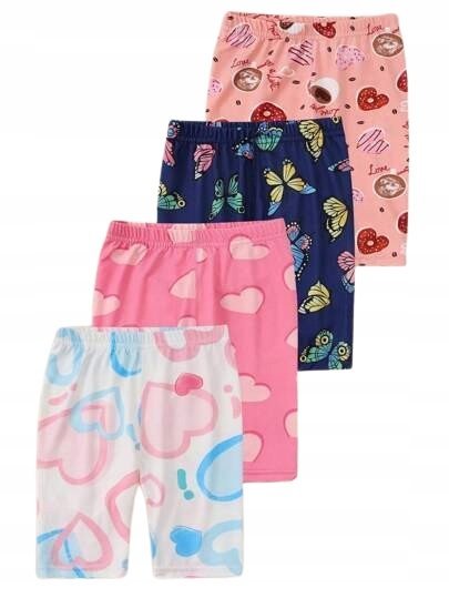 SHEIN RÓŻOWE LEGGINSY DZIECIĘCE Z NADRUKIEM WIELOKOLOROWE 4PACK 116-122 1KA