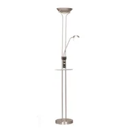 Lampy stojące - Lampa podłogowa Olimpia LED ze szklaną półką i portem USB z niklową metalową strukturą ø25,5cm - miniaturka - grafika 1