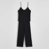 Piżamy damskie - Reserved - Dwuczęściowa piżama z wiskozy - Czarny - miniaturka - grafika 1