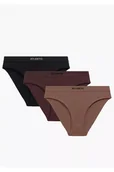 Majtki damskie - Atlantic 3CLP-012B figi klasyczne 3-pack z bawełny capuccino/czekolada/czarny - miniaturka - grafika 1