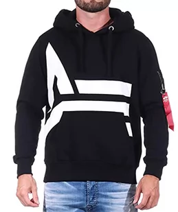 ALPHA INDUSTRIES Męska bluza z kapturem z logo Side 118339, czarny, S - Bluzy męskie - miniaturka - grafika 1