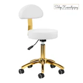 Krzesła i taborety kosmetyczne - Taboret kosmetyczny AM-304G złoto biały - miniaturka - grafika 1