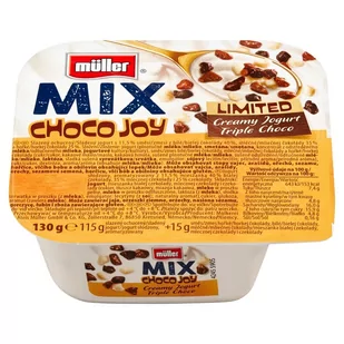 Müller Mix Choco Joy Jogurt słodzony aromatyzowany z mieszanką białej mlecznej czekolady 130 g - Kefiry, jogurty, maślanki - miniaturka - grafika 1