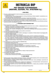 IAC29 INSTRUKCJA BHP PRZY OBSŁUDZE ELEKTRONARZĘDZI (WIERTARKI), FN - FOLIA SAMOPRZYLEPNA; (245X350MM) - Instrukcje stanowiskowe BHP - miniaturka - grafika 1