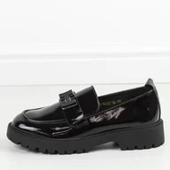 Półbuty damskie - Czarne skórzane lakierowane półbuty damskie Vinceza 62187 - miniaturka - grafika 1